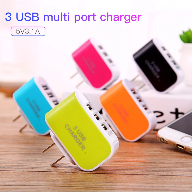 3.1A USB зарядное устройство для iPhone X 8 7 Plus тройное быстрое настенное EU US адаптер Samsung