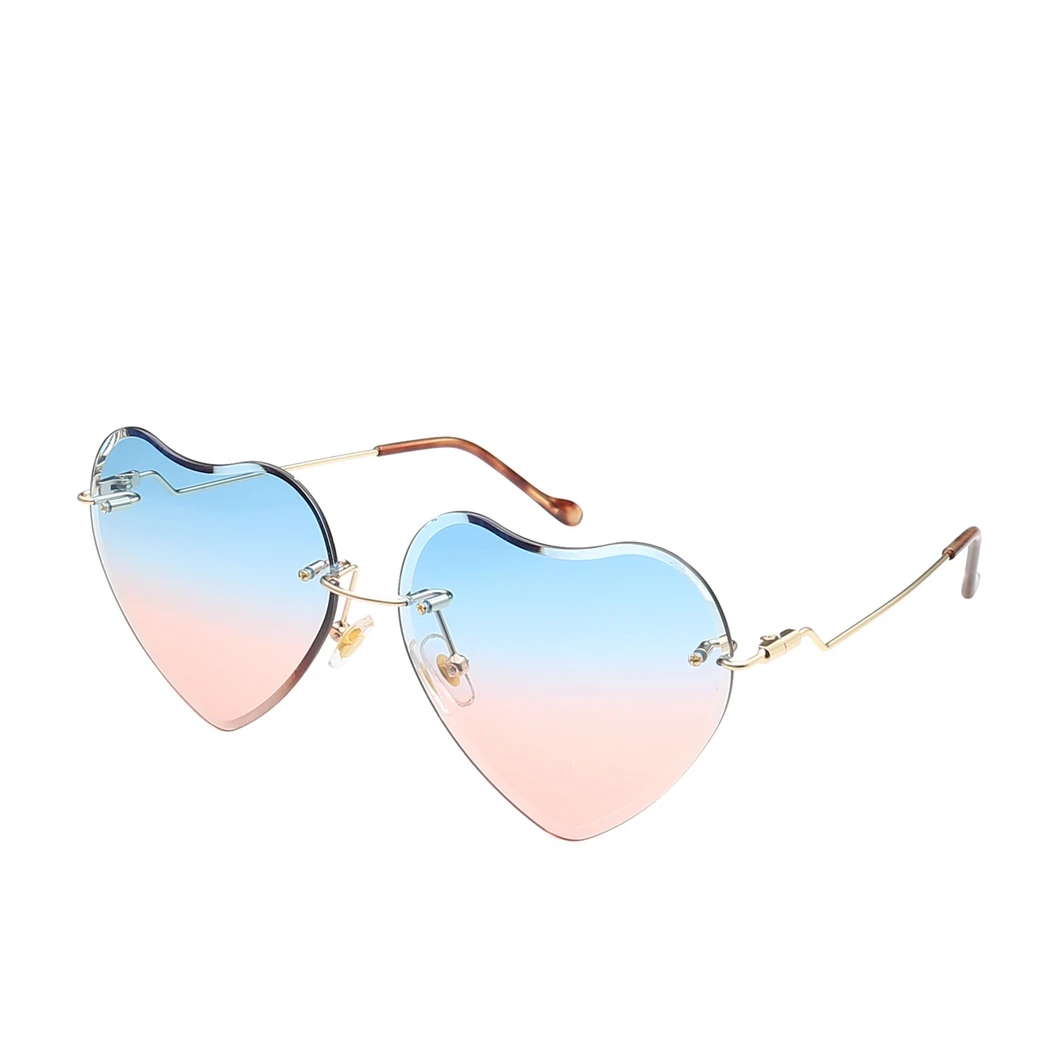 Женские солнцезащитные очки без оправы Модные прозрачные в форме сердца с
