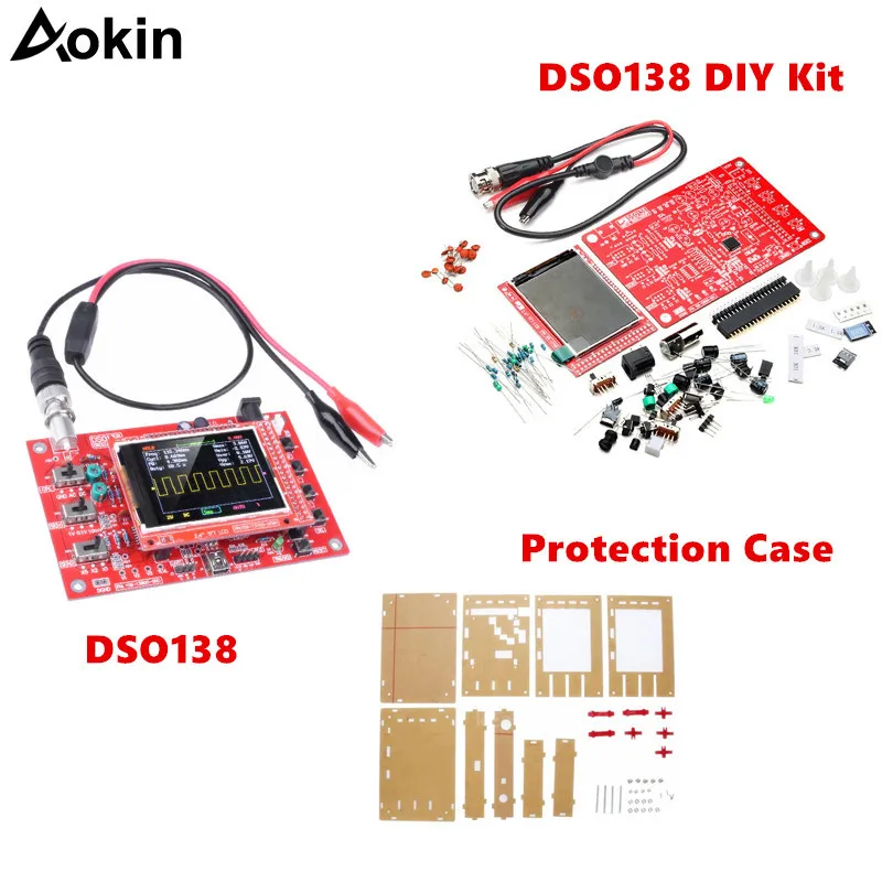 Oscilloscope DSO138 Red Digital Electronice 2.4" TFT Pocket-size Kit Parts Handheld With Display