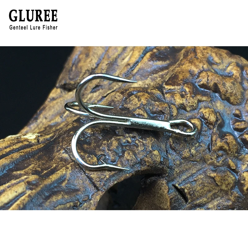 GLUREE 30 шт./лот 4 #6 #8 #10 #12 # Тройной Крючок из высокоуглеродистой стали рыболовный