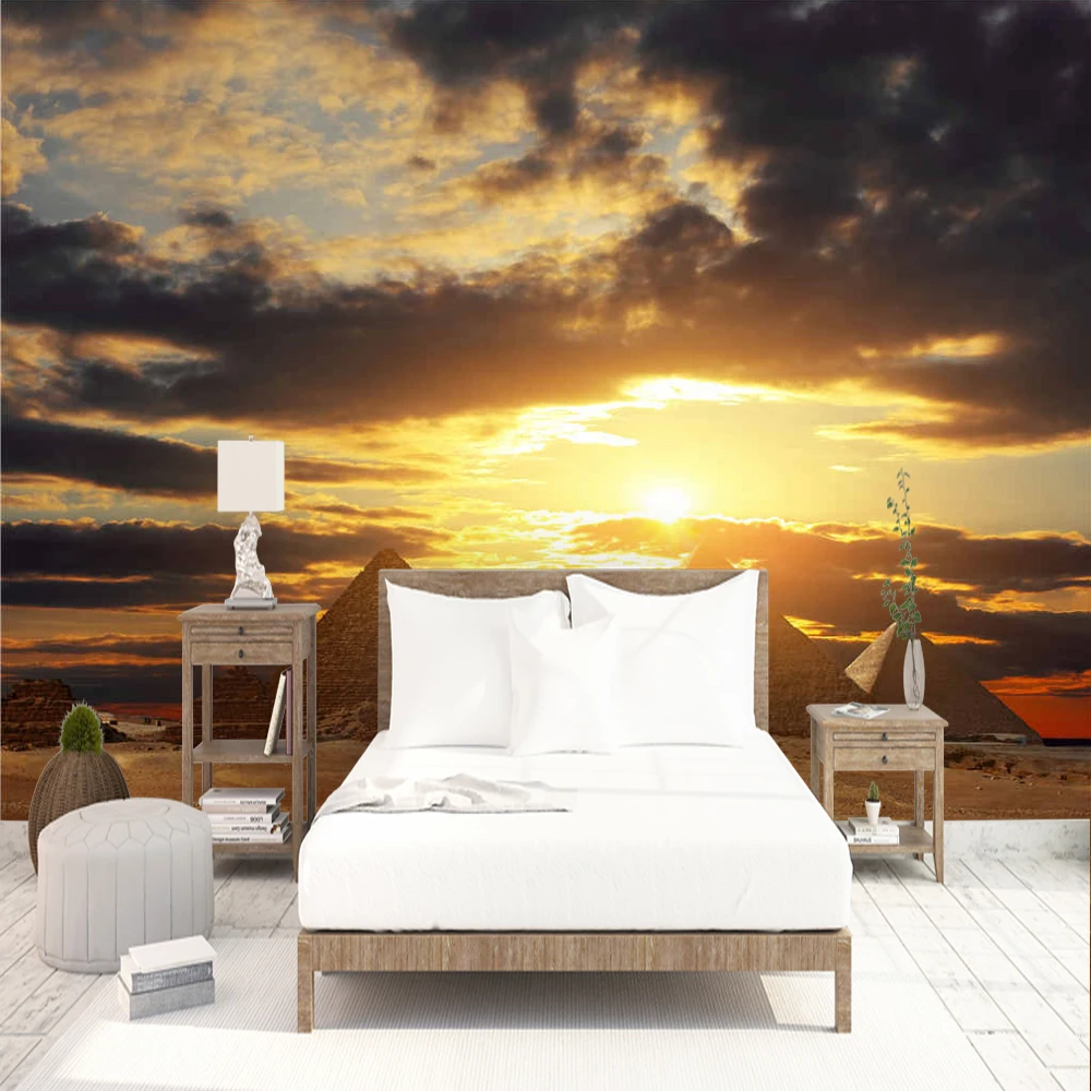 Majestic Egyptian Pyramids In The Sunset Wall Mural Wallpaper Decorate Living Room Sofa TV Bedroom Backdrop Bar | Обустройство дома