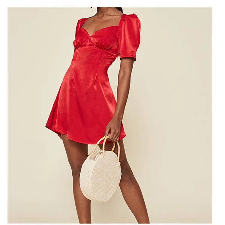 2019 Summer Women Puff Sleeve A-line Dress Sexy Club Party Elegant Mini | Женская одежда