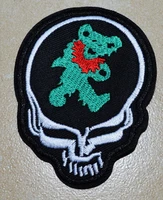hot sale hitch hiking dancing bear grateful skull dead iron on patches appliques made of cloth100 quality