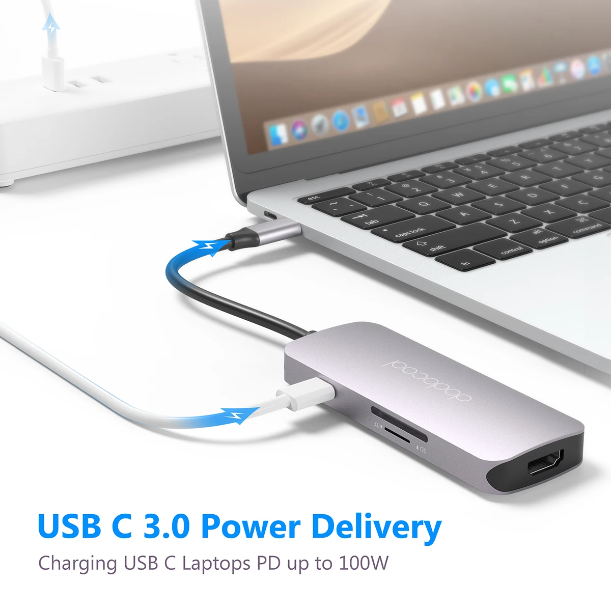Многофункциональный хаб dodocool 7 в 1 для MacBook Pro и других моделей с 4K HD выходом SD/TF PD