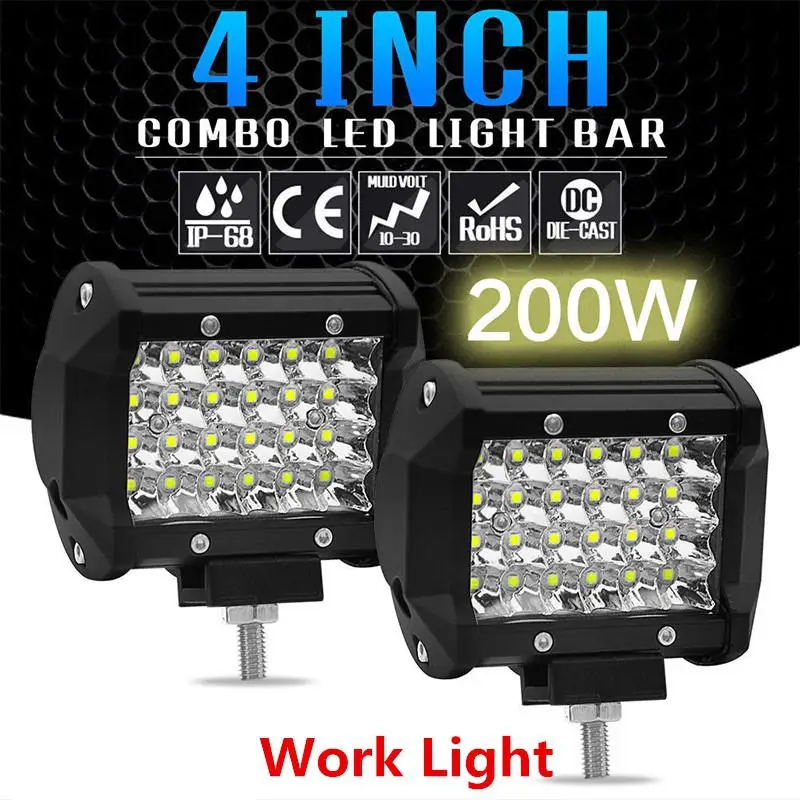 

1pcs 200W LED Bar 4 inch LED Work Light for Driving Offroad Boat Car Tractor Truck