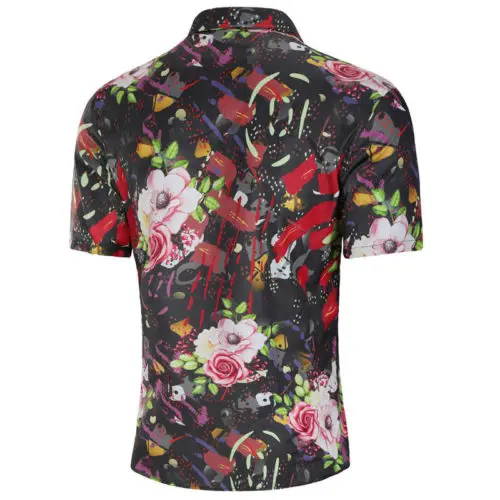 

Mens Fashion Shirt 3D Print Floral Cotton Blends Short Sleeves Casual Shirts XN Single Breasted Turn Down Collar