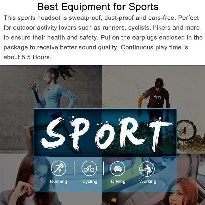 AABB-наушники с костной проводимостью беспроводная bluetooth-гарнитура спортивные