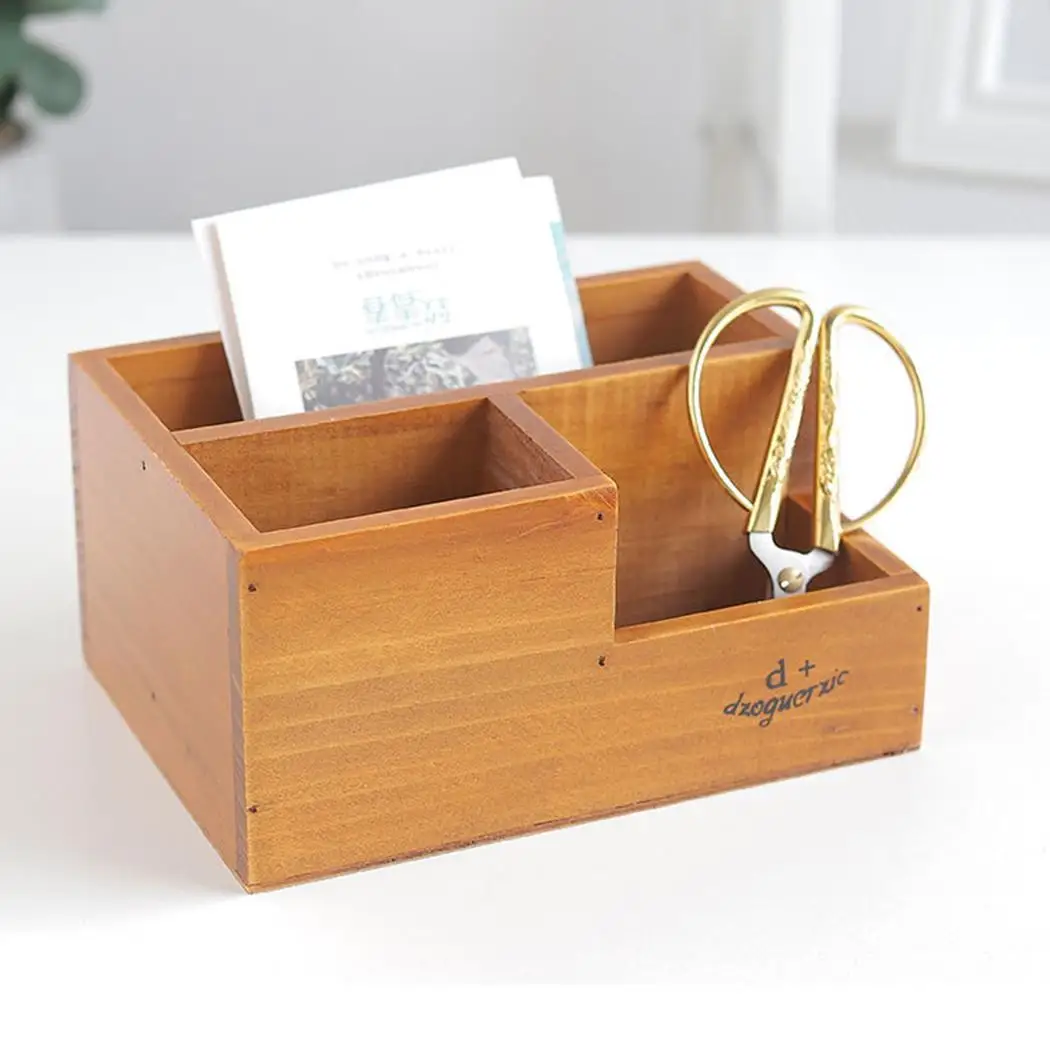 Деревянный Настольный органайзер для хранения держатель контейнера ручка