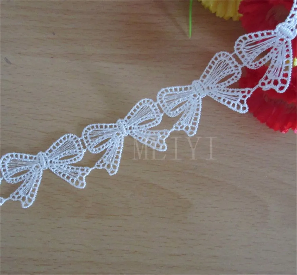 2 yards Butterfly Bow Embroidered Lace Edge Trim Ribbon Applique DIY Sewing Craft Crochet Vintage Wedding Bridal Dress Clothes | Дом и сад