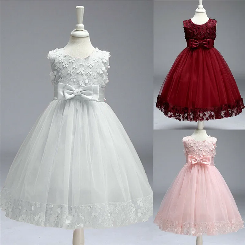 PUDCOCO Newest Fancy Kids Baby Girl Sleeveless Lace Flower Dress Bow Tutu Party Pageant Gown Cute Wedding Bridesmaid 2-8T | Детская