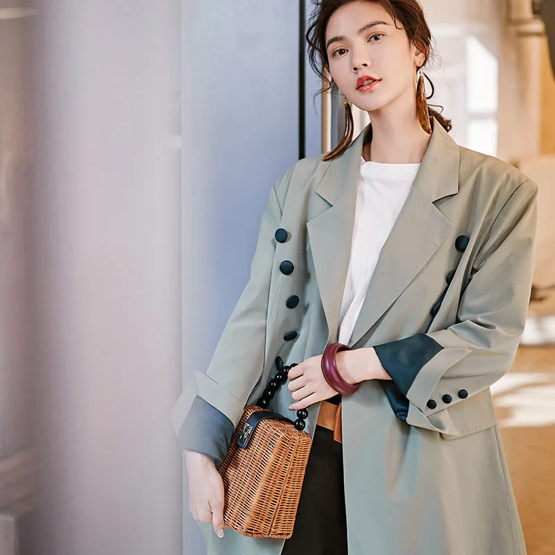 

New elegant 2019 Korean Brand Suit-dress Comfortable Button Loose Coat