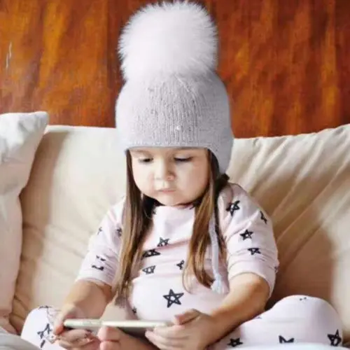 Fashion Beautiful Newborn Baby Girl Boy Lovely Cute Fur Pom Bobble Cap Winter Knit Crochet Hairball Beanie Hat | Детская одежда и