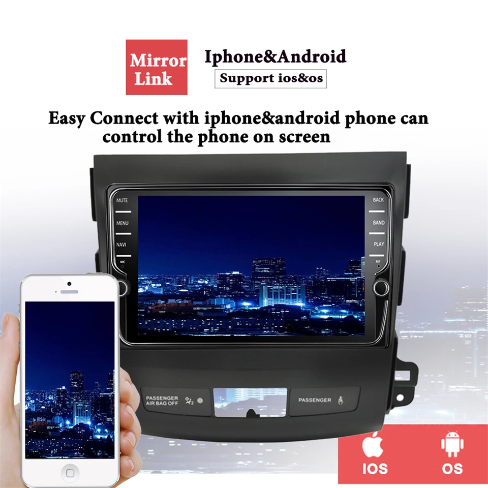 Автомобильный dvd мультимедийный плеер android 10 0 для Mitsubishi Outlander 2008-2014 2 din
