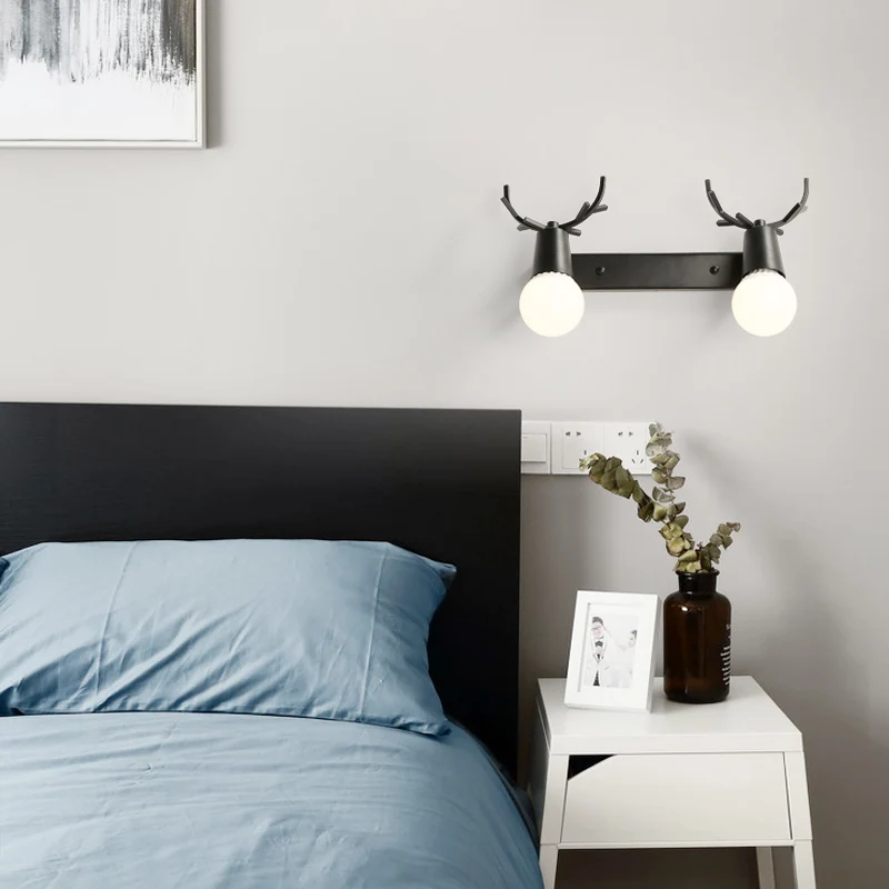 

Nordic Antler Wall Lamp Black/White Painted Metal Modern Wall Lights For Home Indoor Lighting Fixtures 110-240v E27 Base Sconces
