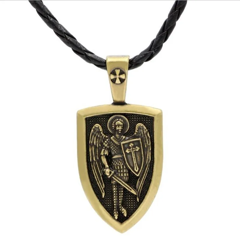 

2019 Dropshipping Men Necklace Archangel St.Michael Protect Me Saint Shield Protection Russian Orhodox Charm Jewelry Pendant