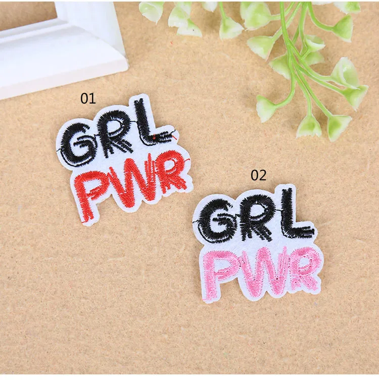 2 шт GRL PWR нашивки буквы патч для одежды пришить железо на вышитой аппликацией DIY