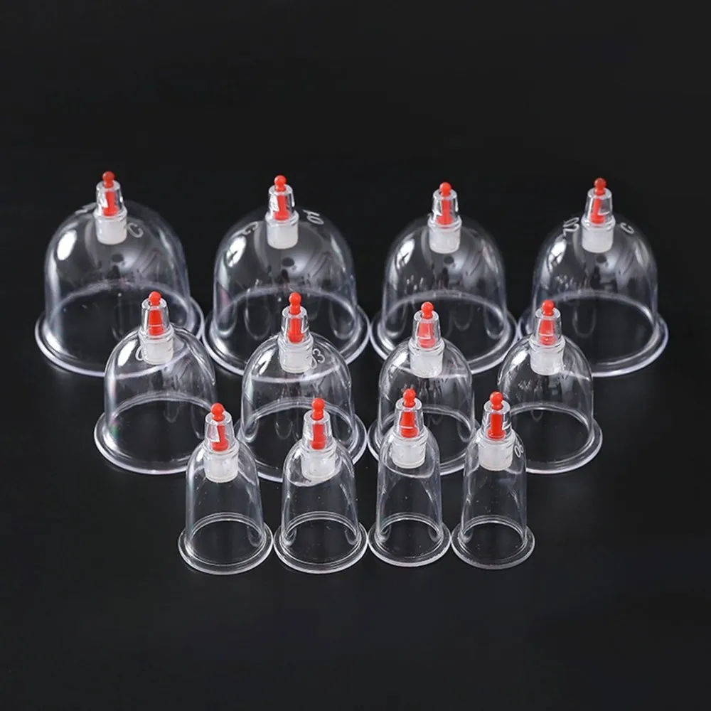1Set/12 Pcs Massage Vacuum Cupping Set Thicker Magnetic Aspirating Cans Cupuncture Suction Cup With Tube Gift |