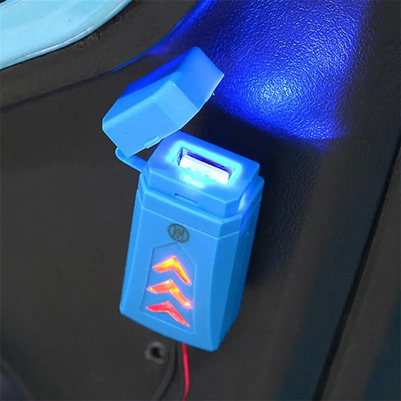 2.1A USB зарядное устройство Автомобильный мотоцикл синий светодиодный адаптер для