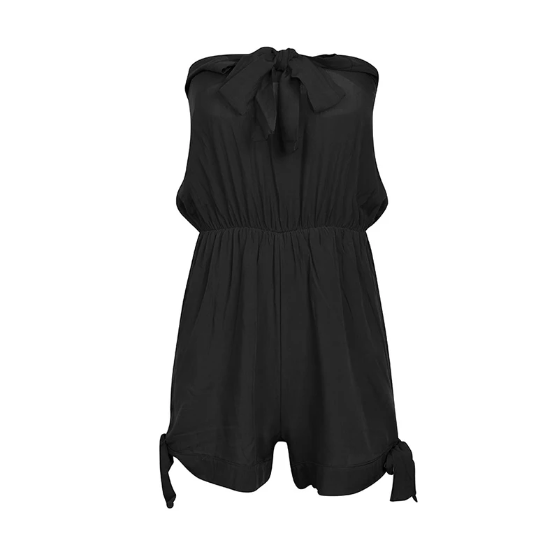 New Fashion Women's Playsuit Woman Causal Lace Up Black Short Romper Ladies Sexy Holiday Beach Jumpsuits Overall | Женская одежда