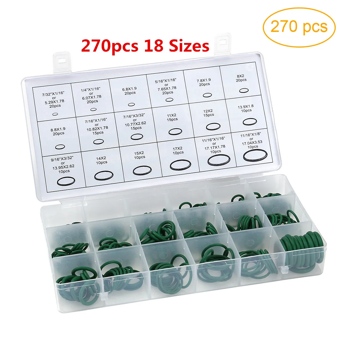 

270 шт., женские резиновые уплотнительные кольца, 18 размеров