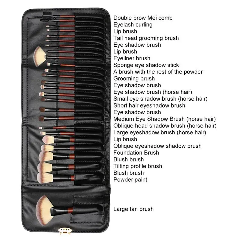 

26pcs Pro High-quality Makeup Brushes Set with Animal Hair Bristles (a Leather Bag is Included)