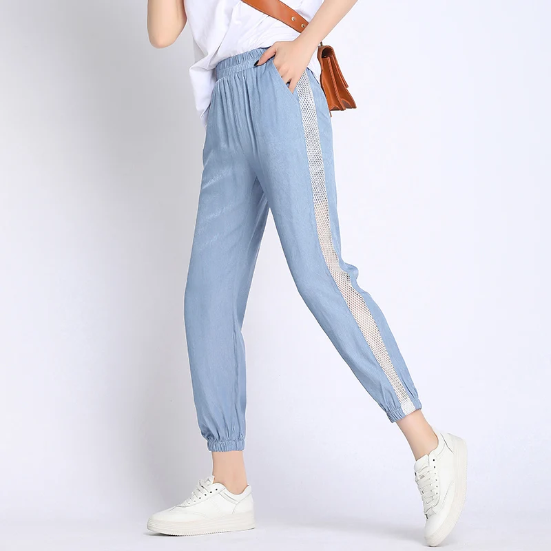 Для женщин Pantalon плюс Размеры S-3XL летние штаны досуг брюки Высокая Талия Упругие