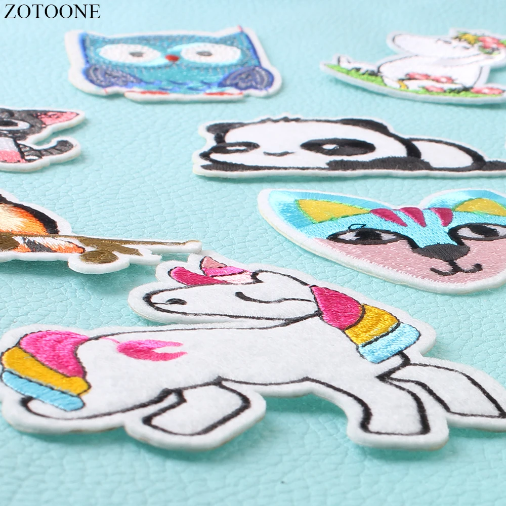 ZOTOONE 12 шт Единорог Красочные мультфильм заплатки в виде животных для одежды