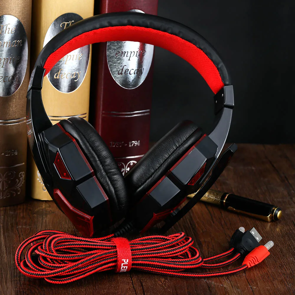 2019 Gaming Headphones Over-ear Game Headset For PC Laptop with Mic USB 3.5mm Plug LED Light Volume Control Earphone | Электроника