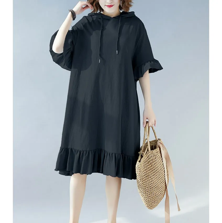 2019 весеннее летнее женское платье с капюшоном Повседневное большого размера