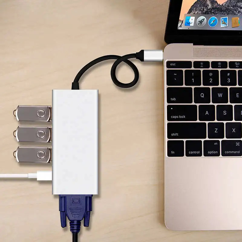 OPQ 5 в 1 USB C концентратор usb type 3 (совместимый Thunderbolt 3) к VGA VGA/USB 0 USBC PD порт для Macbook/Pro
