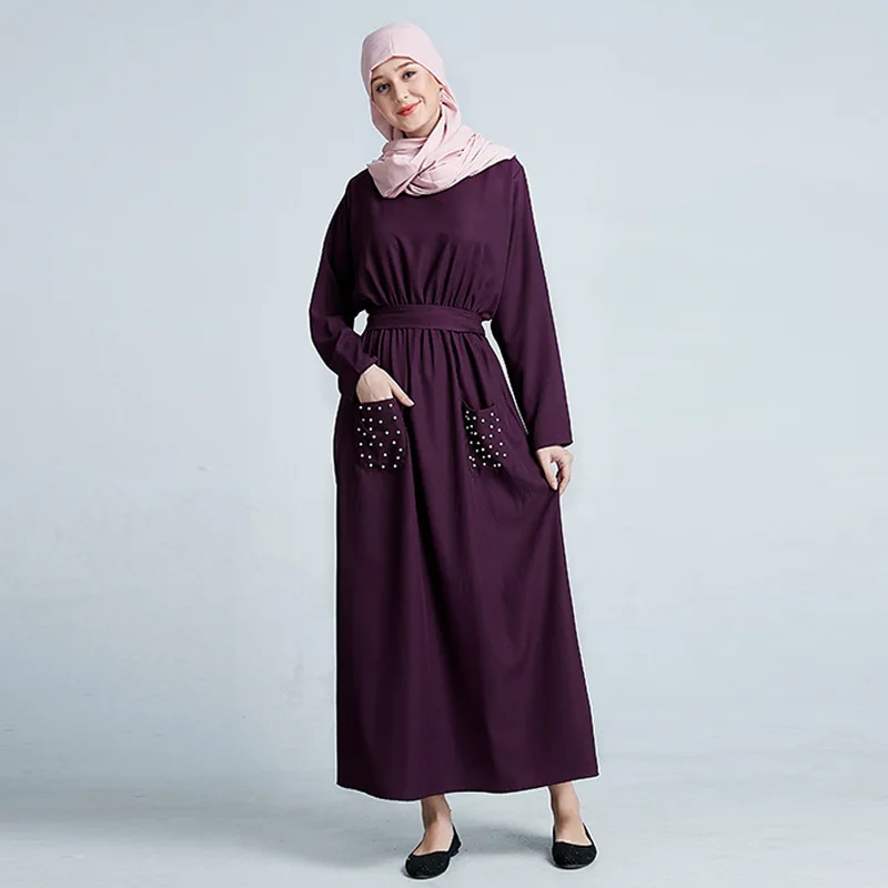 

Muslim Handmade Pearl Bat Sleeve Robe Middle East Kaftan Abaya Dubai Fashion Ramadan Moroccan Arab Turkey Islamic Clothing New