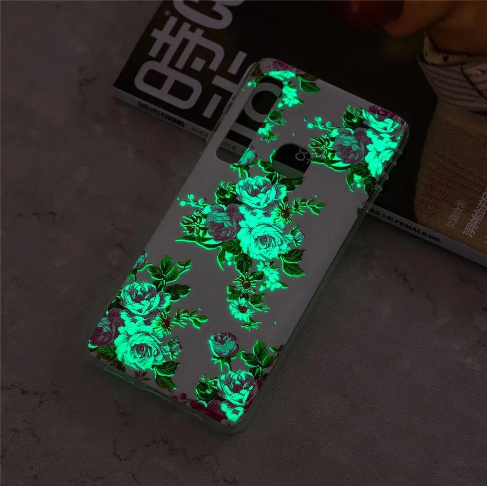 For Samsung Galaxy A9 2018 Case Luminous Cute Cartoon Unicorn Flower Glow in the Dark Soft TPU Silicone | Мобильные телефоны и