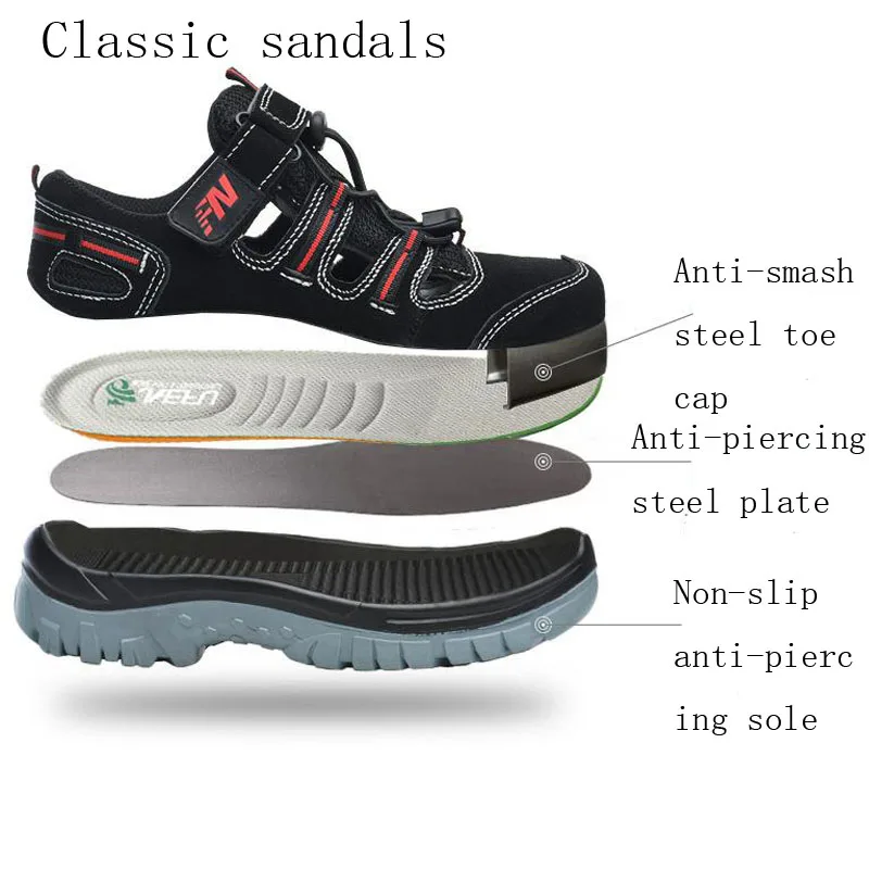 Safety Shoes Cap Steel Toe Shoe Boots For Summer Man Work Men Breathable Mesh Size Footwear Wear-resistant DXZ015 | Безопасность и