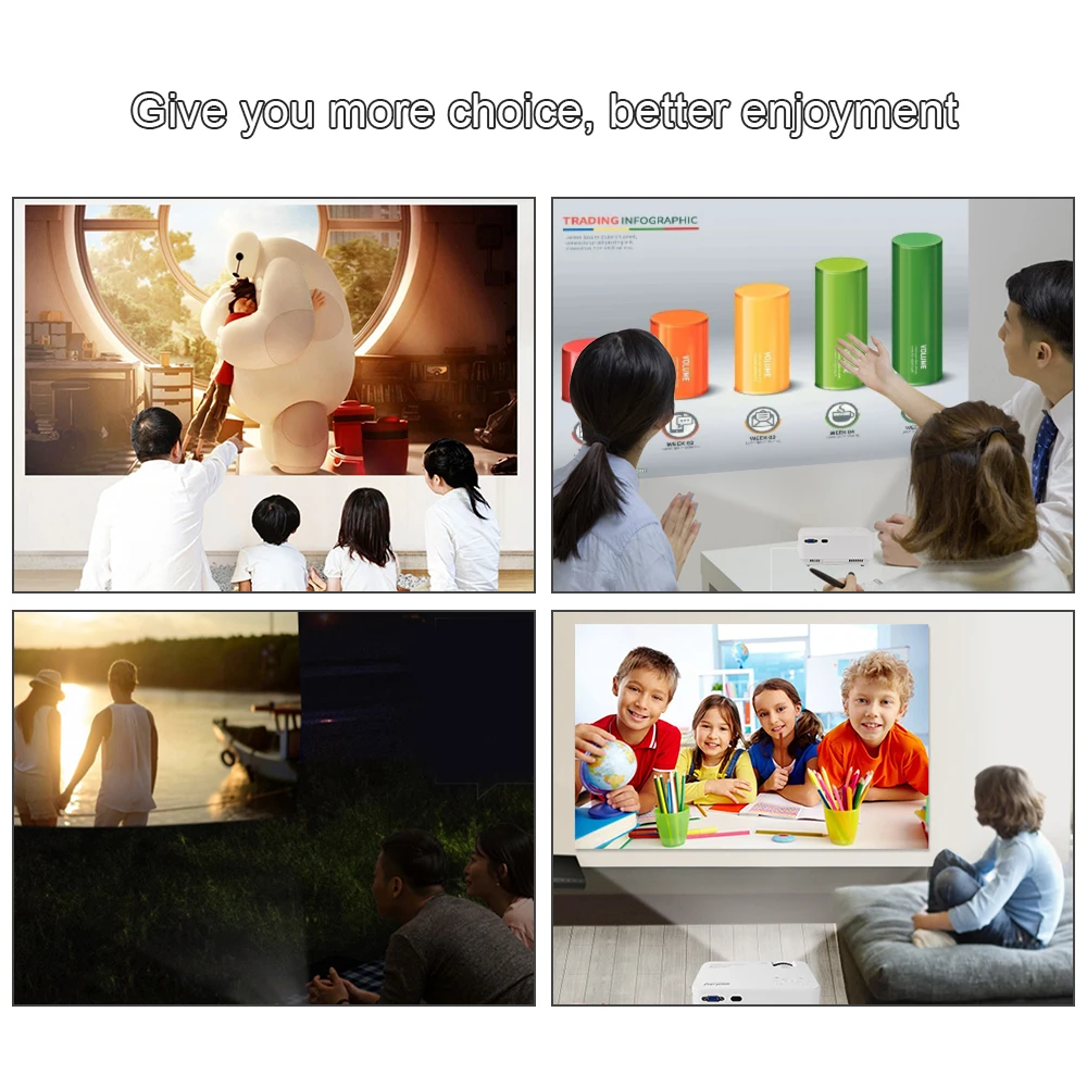 Портативный светодиодный мини проектор Everycom T20 800x480P поддержка макс. 1080P full HD