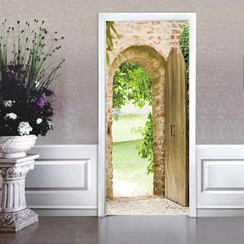 3d эффект арка наклейка на дверь водонепроницаемые дверные наклейки оптовая