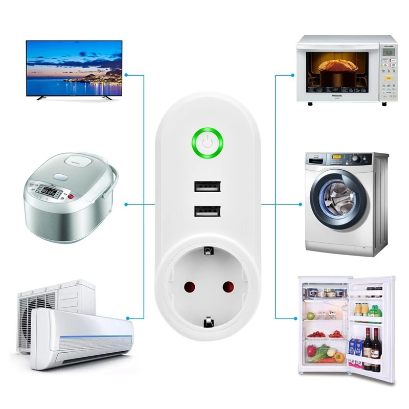 Умная розетка WiFi умная вилка 2 USB порт зарядного устройства таймер питания