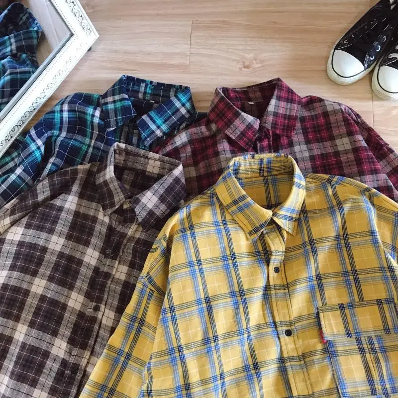 Мужская клетчатая рубашка летняя повседневная с коротким рукавом|Повседневные