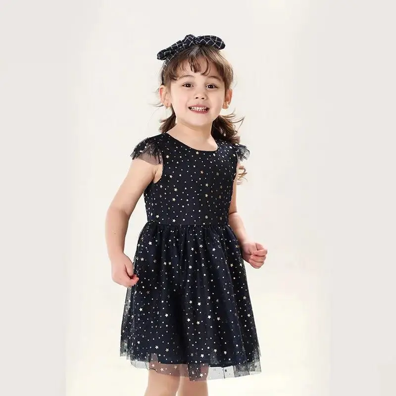 Fashion Casual Children's Garment 2019 New Summer Chunmian In Lined With Seals Stars Gauze Dress For Girls Princess Costume C041 | Детская