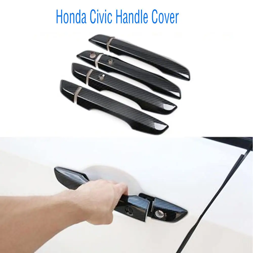 8 шт. Обложка для дверной ручки из углеродного волокна Honda Civic 2016 2019|Внешние