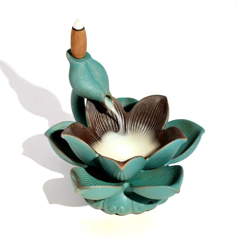 

Porcelain Backflow Incense Burner Smoke Waterfall Incense Holder Ceramic Aromatherapy Furnace Holder Use In Home Office Teahouse