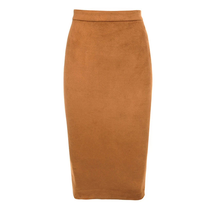 

Spring Autumn Suede Midi Skirt High Waist Corduroy Skirt Winter Skirts Womens Two-way Zipper Through Pencil Skirt For Women