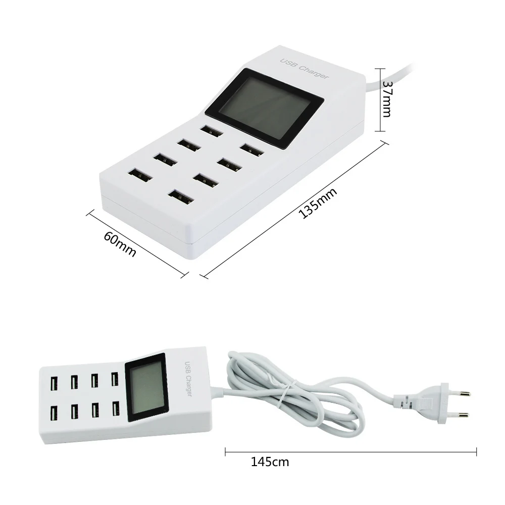 Зарядная станция с 8 USB портами и ЖК экраном|USB-хабы| |