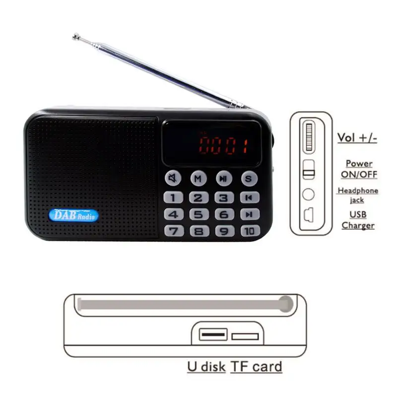 Универсальный портативный DAB цифровой радио Bluetooth динамик FM MP3