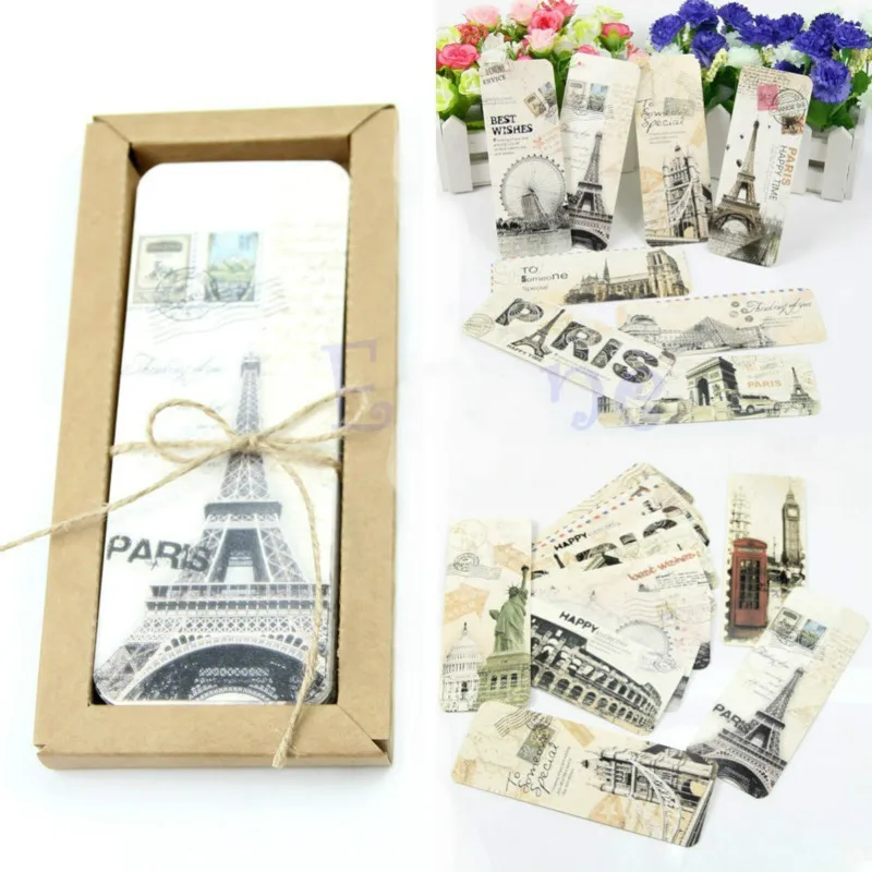 

30 Sheets Vintage Europe Scenery Eiffel Tower London Bookmark Papelaria Read Books Bookmarks Boekenlegger School Supplies 01458