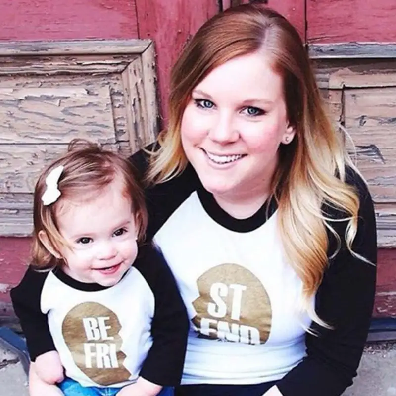 Популярные Семья мама Для детей на лето лучший друг с буквенным принтом футболка