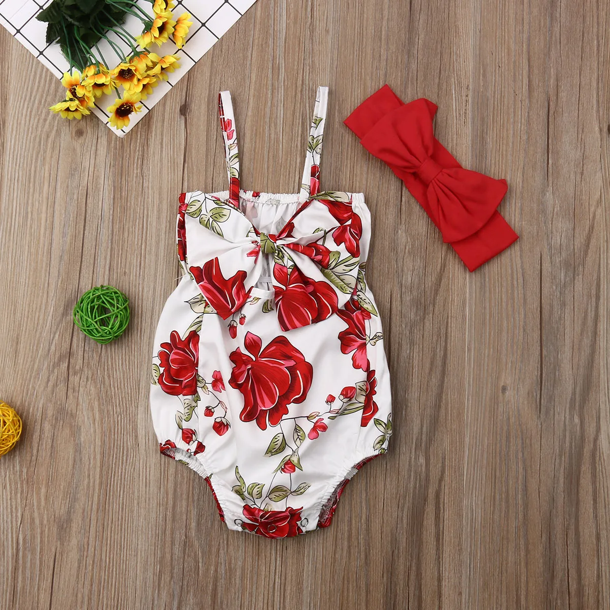 Детская летняя одежда для новорожденных девочек милый комбинезон на бретелях +