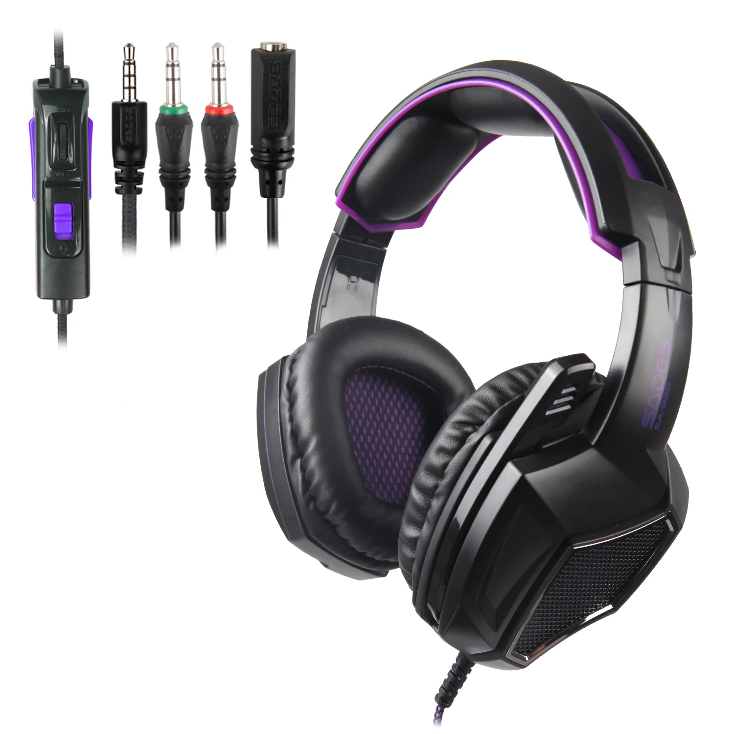 PS4/New Xbox one/PC Gaming Headset SADES SA-920 3.5mm Headphones with Microphone Volume Control for Games (Black purple) | Электроника