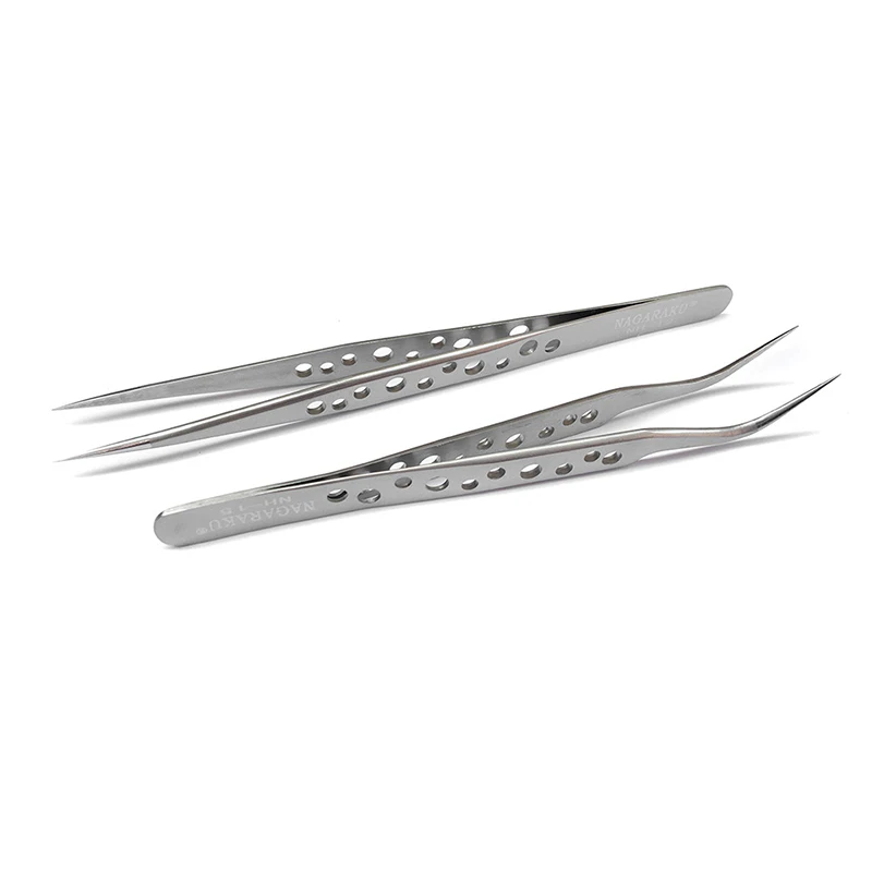 2pcs Individual Eyelash Extension Bend Straight Tweezers Nail Art Tools Durable | Красота и здоровье
