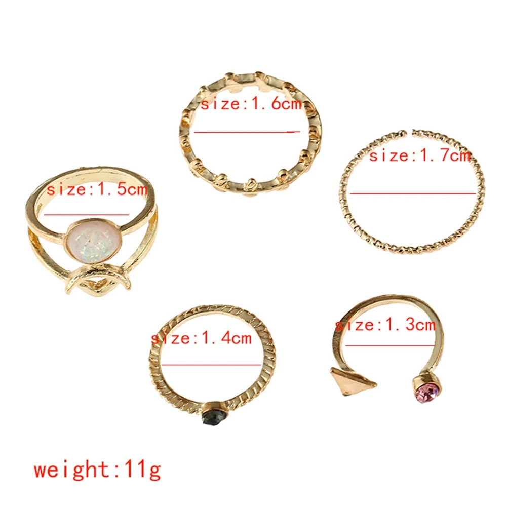 5 шт модный набор колец из сплава различные геометрические формы золотого цвета