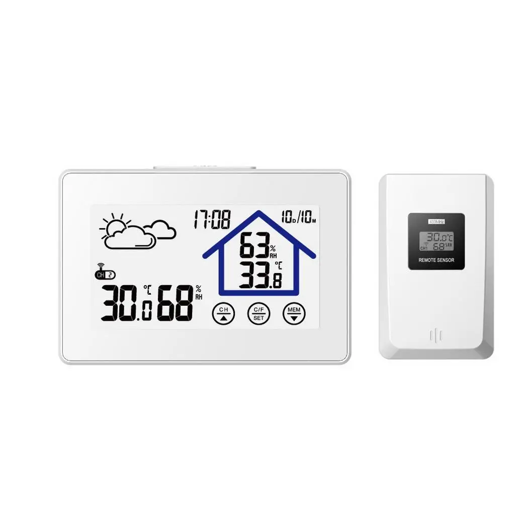 Wireless Touch Clock Indoor Outdoor Digital Yes Temperature 260g Hygrometer stand on the table wall hanging. |